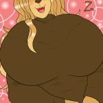  anthro big_breasts blush breasts canine clothed clothing dogmom female hair huge_breasts mabel_(cherrikissu) mammal open_mouth smile solo sweater tongue zeromccall 