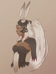  animal_ears armor breastplate breasts bunny_ears choker cleavage dark_skin ears_through_headwear final_fantasy final_fantasy_xii fran helmet koyorin long_hair navel nose ponytail red_eyes see-through small_breasts solo upper_body very_long_hair viera white_hair 