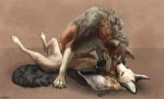  2018 aurru black_nose blue_eyes brown_fur canine digital_media_(artwork) dog feral fur green_eyes grey_fur mammal paws simple_background wolf 