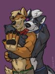  &lt;3 anthro canine chest_grab clothed clothing couple_(disambiguation) duo fox fox_mccloud hug k-9 male male/male mammal nintendo ring romantic_couple star_fox topless video_games wedding_ring wolf wolf_o&#039;donnell 