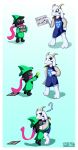  041744 asriel_dreemurr_(god_form) blush caprine clothing comic deltarune english_text free_hugs goat hat holding_object holding_sign hug mammal money ralsei scarf sign simple_background text undertale video_games 