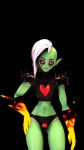  3d_(artwork) 5_fingers absurd_res alien armor armwear bottomless breasts clothed clothing digital_media_(artwork) disney elbow_gloves female freckles gloves green_skin hair hi_res houlder_pads humanoid looking_at_viewer lord_dominator navel not_furry pointy_ears red_eyes red_sclera runny_makeup saygoodbye-sfm seductive shirt smile solo source_filmmaker standing wander_over_yonder white_hair 