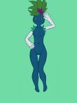  :3 anthro anthrofied armless barefoot breasts female flora_fauna green_background i-am-that-japanesse nintendo nude oddish plant plant_hair pok&eacute;mon pok&eacute;mon_(species) ponytail pussy simple_background solo video_games 