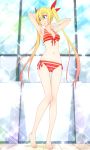  bikini blonde_hair blue_eyes breasts highres kirisaki_chitoge long_hair nisekoi ribbon screencap smile stitched swimsuit third-party_edit twintails 