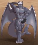  anthro balls croiyan dragon erection hair humanoid_penis male muscular muscular_male nude penis solo standing vein wings 