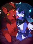  &lt;3 anthro breasts demon female horn looking_at_viewer male meru_(merunyaa) merunyaa nipple_piercing nipples open_mouth piercing red_skin succubus tongue tongue_out young 