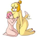  animal_crossing anthro big_breasts blonde_hair blue_eyes blush blush_sticker breast_grab breast_suck breasts canine dog duo eyes_closed feet female female/female female_on_anthro fur hair hand_on_breast hand_on_thigh head_grab hi_res hindpaw human human_on_anthro interspecies isabelle_(animal_crossing) kneeling larger_female looking_pleasured mammal nintendo nipple_suck nipples nude one_eye_closed open_mouth pawpads paws pigtails pink_hair pink_skin pussy rainbowsprinklesart shih_tzu simple_background size_difference smaller_female sucking tailwag video_games villager_(animal_crossing) white_background yellow_fur 