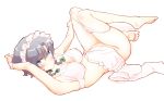  apron apron_removed arm_behind_head arm_up armpits bangs bare_arms bare_shoulders barefoot black_ribbon blue_eyes blush bottomless bow bra braid breasts choker cleavage commentary_request convenient_leg covered_nipples green_bow groin hair_bow izayoi_sakuya knees_up large_breasts looking_at_viewer lying maid_apron maid_headdress non_(z-art) on_back panties panty_pull ribbon ribbon_choker short_hair silver_hair simple_background skindentation solo thighs touhou twin_braids underwear waist_apron white_apron white_background white_bra white_panties wrist_cuffs 