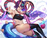  fate/grand_order gtunver horns official_watermark shuten_douji_(fate/grand_order) tagme tail thighhighs wet 