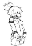  2018 abs anthro belly blush breasts clothed clothing collar deltarune female hair jeans muscular muscular_female navel nipples open_mouth pants pecs pussy reccand reptile scalie simple_background solo spike_(disambiguation) spiked_collar spikes standing susie_(deltarune) teeth video_games 