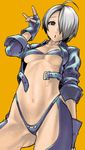  ahoge angel_(kof) breasts midriff open_clothes open_shirt shirt sleeves_folded_up small_breasts solo the_king_of_fighters wamusato_haru 