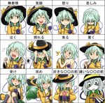  blush_stickers chart claws crying expressions heart heart_hands komeiji_koishi monopollyan multiple_views pout spoken_squiggle squiggle tears third_eye touhou translated 