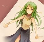  az_(shotatteiiyone) bad_id bad_pixiv_id green_eyes green_hair higurashi_no_naku_koro_ni holding_hands long_hair out_of_frame solo_focus sonozaki_shion 