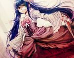  bad_id bad_pixiv_id blue_eyes blue_hair bow choker dawn_of_the_golden_witch dress evil_grin evil_smile furudo_erika grin hair_ornament knife long_hair pink_bow silverwing smile solo twintails umineko_no_naku_koro_ni 