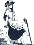  bad_id bad_pixiv_id barefoot food fruit greyscale hat hinanawi_tenshi leaf long_hair monochrome muranisaki no_nose peach sitting sitting_on_rock sketch solo sword sword_of_hisou touhou weapon 