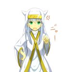  animal_ears bad_id bad_pixiv_id cat_ears fang green_eyes habit index kemonomimi_mode long_hair nun nyan pointing robe silver_hair soburi solo to_aru_majutsu_no_index translated tsundere 