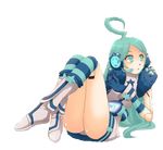  blue blue_eyes blue_hair girl headphones sf-a3_iki solo vocaloid white 