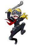  bandolier belt gloves highres mask necktie official_art persona persona_5 persona_q2:_new_cinema_labyrinth persona_q_(series) pipe red_neckwear sakamoto_ryuuji skull_mask source_request utility_belt yellow_gloves 