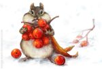  2013 brown_fur cherry digital_media_(artwork) food fruit fur kur0i kuroi-kisin mammal rodent standing white_fur 