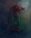  2012 anthro brown_fur digital_media_(artwork) fur kneeling kur0i kuroi-kisin red_fur solo swine 