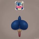  2018 absurd_res anus backsack balls bdsm big_butt bondage bound butt butt_focus erection greninja hi_res humanoid_penis krokodos long_ears long_tongue male nintendo open_mouth penis perineum pok&eacute;mon pok&eacute;mon_(species) presenting presenting_hindquarters public_use raised_tail rear_view simple_background smile solo spreading story story_in_description submissive submissive_male through_wall tongue video_games 