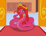  badumsquish crown doorway equine eyeshadow fan_character female hair horse jewelry lidded_eyes long_hair looking_at_viewer makeup mammal my_little_pony necklace palace pony purple_eyes queen regalia reptile royalty scalie smile snake solo tiara 