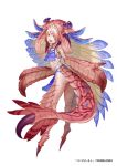  anomalocaris ass brown_eyes facial_tattoo fangs flat_chest full_body looking_at_viewer monster_girl no_feet no_hands official_art scales solo standing tail tattoo teeth white_background yuba_no_shirushi yuzu_shio 