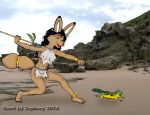  ambiguous_gender canine duo female fennec fox lizard mammal reptile scalie weapon zephery_hughes 