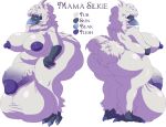  2018 anthro avian balls beak belly big_balls big_belly big_breasts big_butt bird blue_eyes breasts butt chicken dickgirl digital_media_(artwork) erect_nipples feathers front_view hi_res huge_balls huge_breasts huge_butt hyper hyper_balls hyper_penis impaledwolf intersex mature_intersex model_sheet nipples obese overweight overweight_intersex penis rear_view smile solo thick_thighs tuft 