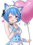  :3 ahoge animal_ear_fluff animal_ears animare apron armpit_crease bangs bare_arms bare_shoulders bell black_bow black_choker blue_eyes blue_hair blue_sailor_collar blue_skirt blush bow breasts buttons choker commentary_request earrings eyebrows_visible_through_hair frills hair_bow hand_up heart heart_balloon heart_earrings highres holding_balloon jewelry jingle_bell looking_at_viewer maid maid_apron maid_headdress maka_neko medium_breasts one_eye_closed open_mouth sailor_collar shirt short_hair simple_background skirt sleeveless sleeveless_shirt smile solo souya_ichika two_side_up underbust upper_body virtual_youtuber white_apron white_background white_shirt wrist_cuffs 