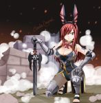  1girl breasts brown_eyes claudia_dragneel cleavage erza_scarlet fairy_tail large_breasts long_hair red_hair tagme 