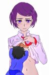  1boy 1girl artist_request baby breast_feeding dokidoki!_precure kenzaki_makoto necktie precure purple_hair shirt solo_focus source_request 