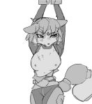  anthro breasts canine clothing exposed_breasts female fox fur hair handcuffed krystal looking_away mammal monochrome nintendo nipples paperclip_(artist) simple_background solo star_fox torn_clothing video_games white_background 