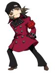  aragaki_shinjirou beanie brown_hair grey_eyes hands_in_pockets hat highres official_art persona persona_3 persona_q2:_new_cinema_labyrinth persona_q_(series) s.e.e.s solo source_request trench_coat 
