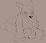  2018 anthro canine clothing dacad dog duo lying mammal monochrome sketch unknown_species 