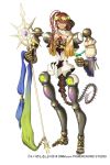  android beads bird dark_skin dmm full_body green_eyes head_wreath jewelry looking_at_viewer necklace official_art red_hair robot_joints smile solo staff tail white_background yuba_no_shirushi zenmaibook 