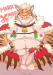  abs anthro balls biceps big_penis blue_eyes blush christmas clothing collar cowbell cum digital_media_(artwork) dripping english_text erection felid glans gloves holidays humanoid_penis lin_hu looking_at_viewer male mammal mistletoe mostly_nude muscular muscular_male navel nekojishi nipples open_mouth pantherine pecs penis plant precum presenting sharp_teeth simple_background smile solo spread_legs spreading stripes teeth text thick_penis tiger v2wolf vein veiny_penis ♂ 