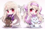  ainu_clothes bangs bear berserker blush bow character_doll chibi commentary_request doll fate/grand_order fate/stay_night fate_(series) hair_between_eyes hair_bow hairband illyasviel_von_einzbern long_hair long_sleeves looking_at_viewer multiple_girls polar_bear red_eyes shio_kuzumochi shirou_(fate/grand_order) sitonai smile stuffed_toy very_long_hair white_hair 