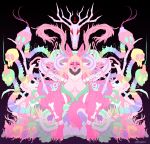  blonde_hair blue_eyes candy_gore canine chain demonic design female fur gore hair horn juicyghost mammal mature_female nirvana_(juicyghost) pastel piercing pink_fur pink_hair satanic simple_background skull solo wolf 