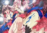  2girls ass breasts fate/grand_order fate_(series) huge_breasts izuna_nie miyamoto_musashi_(fate/grand_order) multiple_girls osakabehime_(fate/grand_order) pink_hair torn_clothes 