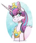 2018 blue_eyes crown equine female flurry_heart_(mlp) friendship_is_magic horn inuhoshi-to-darkpen jewelry looking_at_viewer mammal my_little_pony necklace portrait regalia solo tiara winged_unicorn wings 