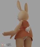  3d_(artwork) 4_fingers animated anthro bouncing_breasts breasts clothing digital_media_(artwork) dress female hand_on_hip keki_(kekitopu) kekitopu lagomorph little_taboo low-angle_view mammal panties pose rabbit rear_view simple_background solo underwear upskirt whiskers white_panties 