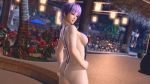  1girl 3d ass ayane_(doa) breasts large_breasts official_art purple_hair solo swimsuit tecmo 