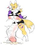  anthro ball_growth balls big_balls breast_expansion breasts canid canine cholericat clothed clothing cum cum_on_ground dickgirl digimon digimon_(species) growth hi_res huge_balls humanoid_penis hyper hyper_balls hyper_penis intersex mammal nipples penis penis_growth potion renamon retracted_foreskin solo standing torn_clothing uncut vein white_balls 