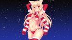  animal_ears bikini blonde_hair breasts christmas cleavage elbow_gloves erect_nipples fast-runner-2024 gloves long_hair orange_eyes original photoshop swimsuit thighhighs tiffy 