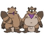  2018 anthro balls belly big_balls canine flaccid huge_balls humanoid_hands hyper hyper_balls male mammal moobs navel nipples overweight overweight_male penis simple_background solo tanuki toynuke white_background 