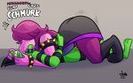  2018 cameron_(skunkdude13) deep_kiss domination drooling dry_humping female female_domination french_kissing jamearts kissing male monster pinned saliva simple_background susie_(deltarune) 