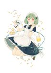  alternate_costume apron bespectacled bow dress floating food frills glasses green_hair highres looking_at_viewer lrul macross macross_frontier maid maid_headdress pinky_out ranka_lee red_eyes ribbon short_hair solo star wrist_cuffs 