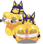  2018 animal_crossing ankha_(animal_crossing) anthro big_breasts breast_grab breasts digital_media_(artwork) disembodied_hand duo felid feline female hand_on_breast huge_breasts male male/female mammal nintendo nipples penis sex short_stack sssonic2 titfuck video_games 