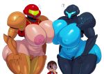  ? alien animal_crossing areola armor big_breasts blue_skin breast_squish breasts breasts_frottage butt dark_samus duo_focus female group human humanoid male mammal metroid nintendo nipples not_furry samus_aran simple_background sssonic2 surprise video_games villager_(animal_crossing) white_background 